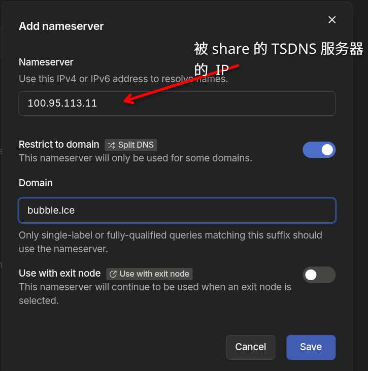 tailscale dns setting